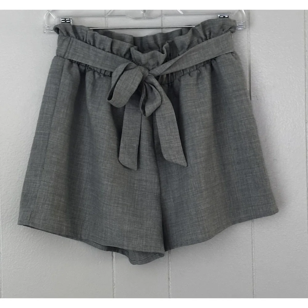 143 Story‎ Gray Paperbag Waist Tie Front Shorts Women's Small